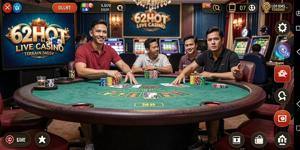 Tampilan menarik dari permainan Live Casino di 62HOT.