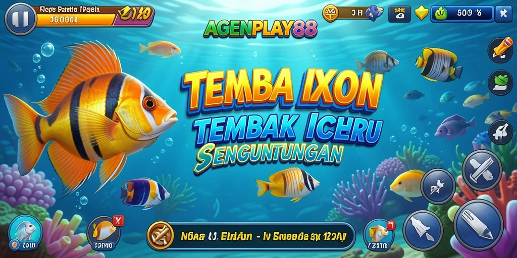 Tampilan screenshot AGENPLAY88 dengan gameplay seru menembak ikan.
