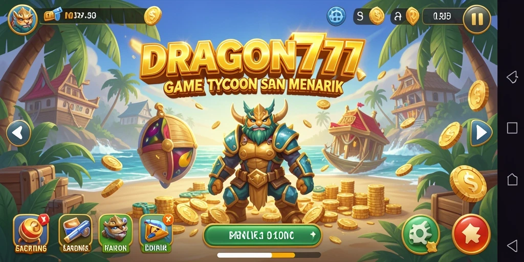 Screenshot gameplay DRAGON777 menampilkan keramaian bisnis yang dinamis.