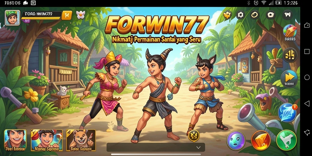 Tampilan gameplay santai FORWIN77 yang penuh warna dan menyenangkan.