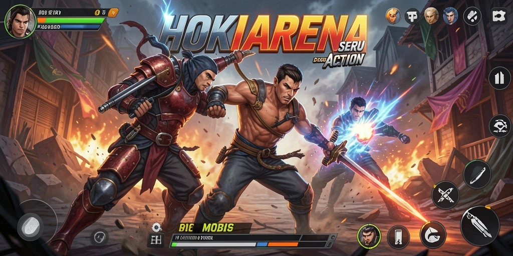 Tampilan gameplay HOKIARENA yang menegangkan saat pertarungan.