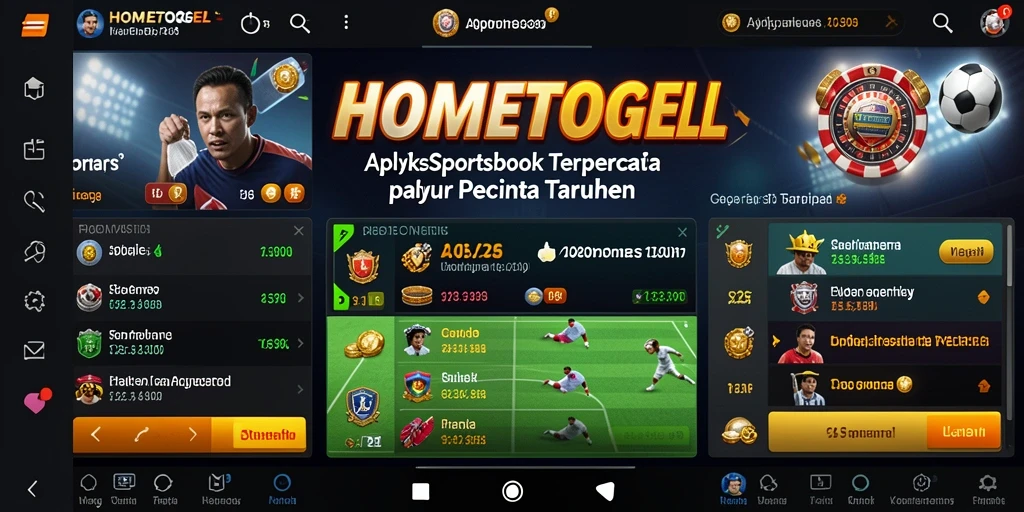 Tampilan gameplay aplikasi HOMETOGEL dengan fitur Sportsbook yang menarik.