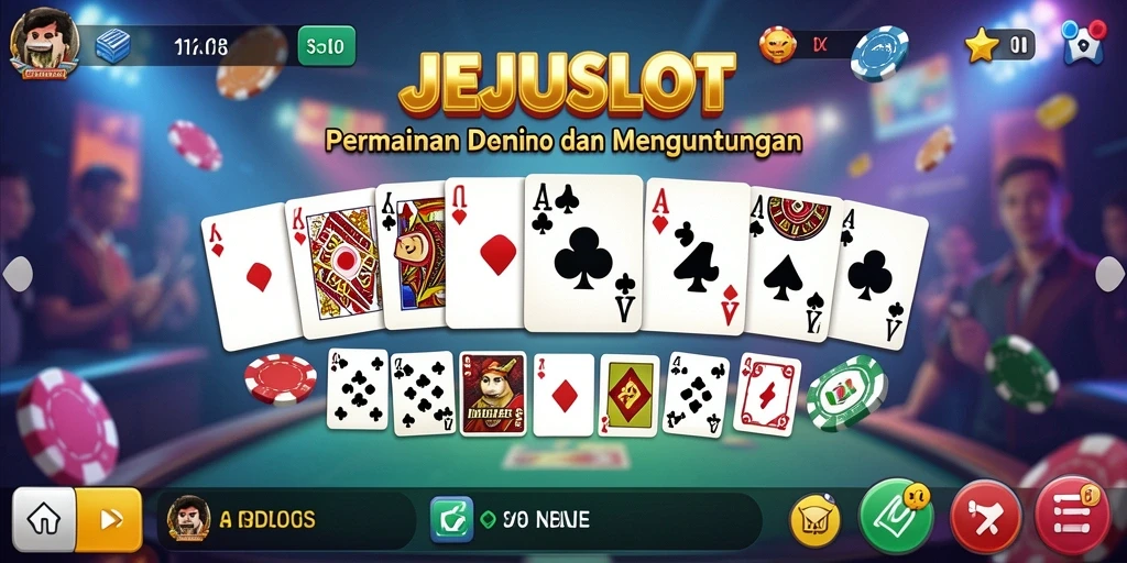 Tampilan gameplay seru di JEJUSLOT, buktikan keahlian Domino Anda.