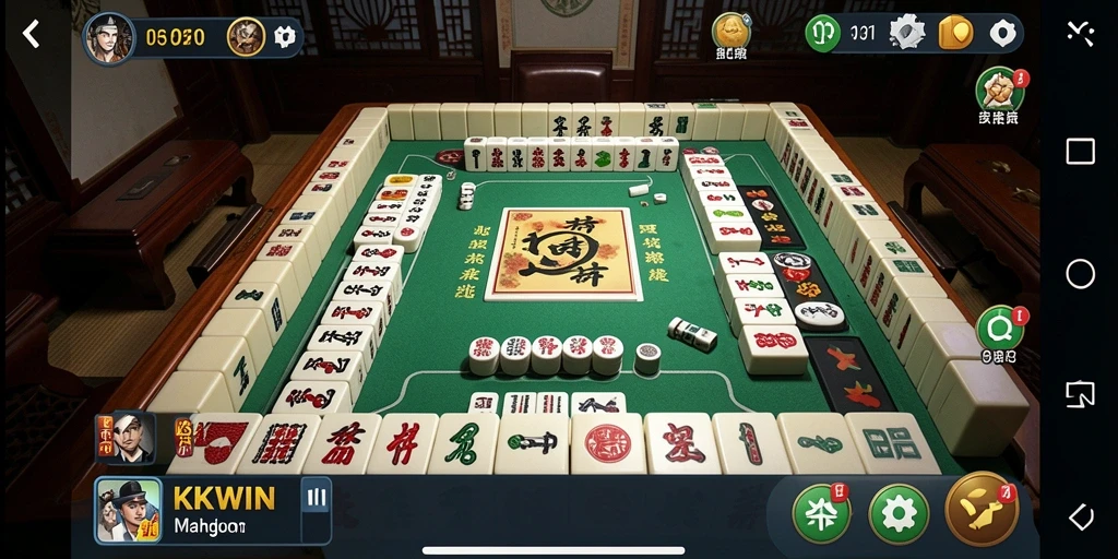 Tampilan gameplay KKWIN yang menawan dengan ubin Mahjong berwarna-warni.