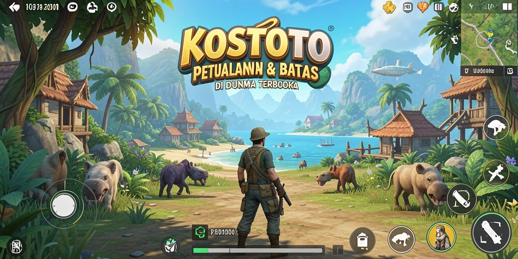 Tampilan utama permainan KOSTOTO yang menawan dengan gameplay Open World.