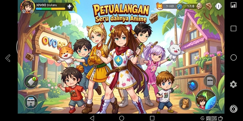 Tampilan gameplay OVO88 yang penuh aksi dan karakter Anime.