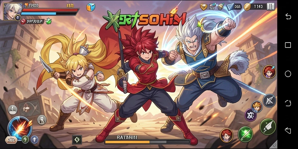 Tampilan gameplay PT707 dengan karakter anime yang dinamis.