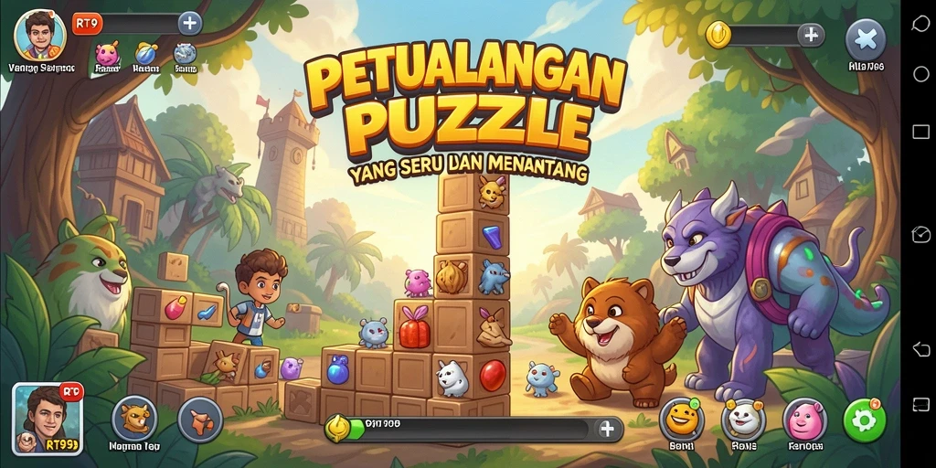Tampilan gameplay RT99 yang penuh warna dan menantang.