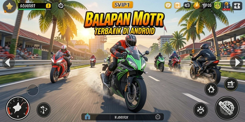 Screenshot gameplay seru dari SVIP1 saat balapan motor.