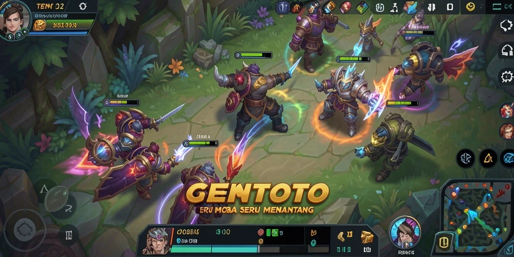Tangkapan layar gameplay TENTOTO menampilkan aksi seru di arena MOBA.